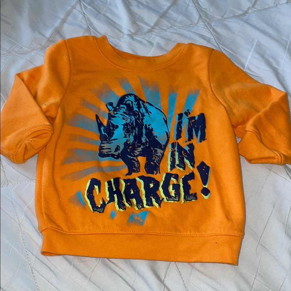 Kidgets Orange Sweatshirt with Rhino Design